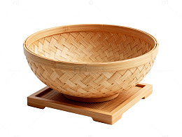极简风竹编碗木质托盘设计素材