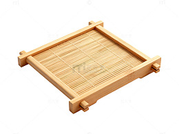 极简风竹制托盘3D渲染设计素材