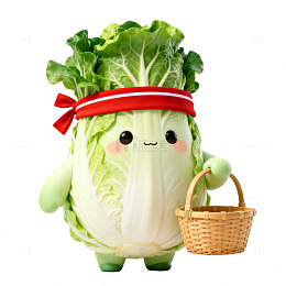 卡通风可爱白菜拟人插画设计素材