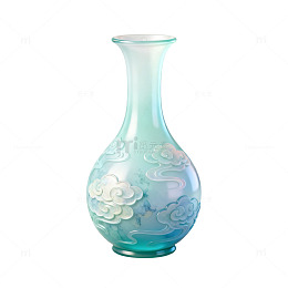 渐变色玻璃花瓶雕刻花纹设计素材