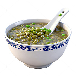 3D风格绿豆汤碗插画设计素材