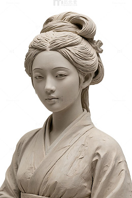 陶艺风古典仕女雕塑素材设计
