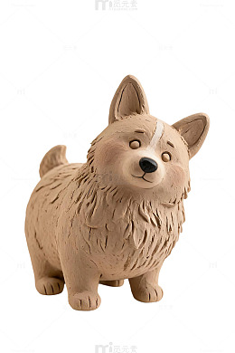 陶艺风格柯基犬雕塑设计素材