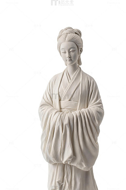 白瓷风古代仕女雕塑设计素材