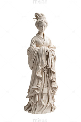 白瓷风设计古典仕女雕塑素材