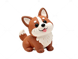 卡通风格可爱柯基犬3D模型素材