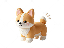 卡通风柯基犬可爱3D模型设计素材
