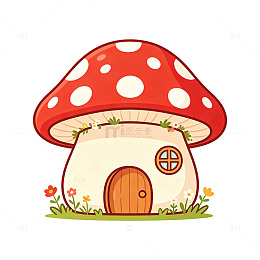 可爱的卡通蘑菇屋1