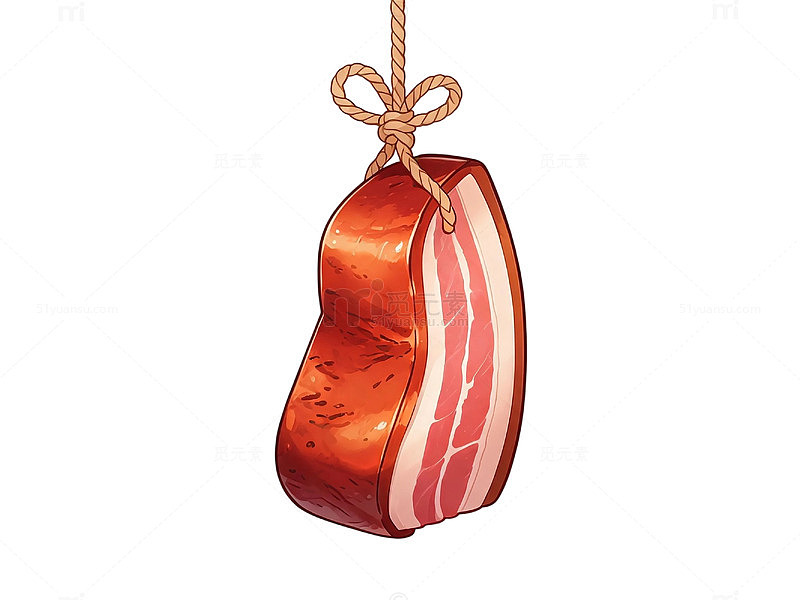 卡通风格腊肉挂饰插画设计素材