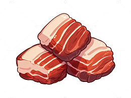 卡通风格五花肉插画素材