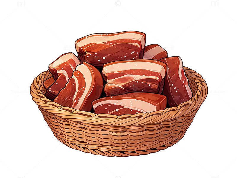 手绘风腊肉美食插画设计素材