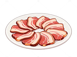 卡通风五花肉切片插画设计素材