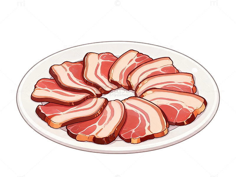 卡通风五花肉切片插画设计素材