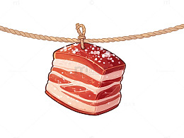 卡通风格腊肉挂绳插画设计素材