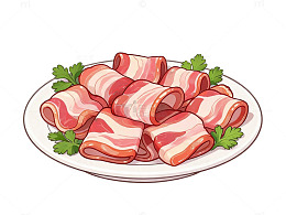 卡通风格培根卷美食插画设计素材