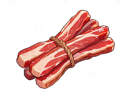 卡通风格培根肉条手绘插画素材