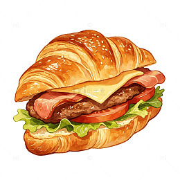 手绘风美味三明治插画设计素材