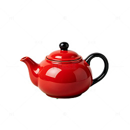 极简风红色陶瓷茶壶设计素材