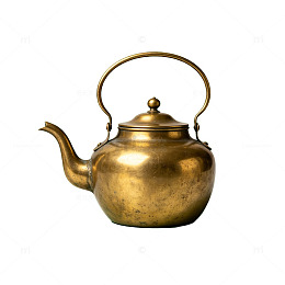 复古风黄铜茶壶金属质感设计素材
