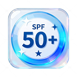 透明质感防晒霜SPF50+图标设计素材