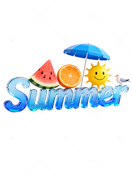 3D夏日清凉水果文字设计素材