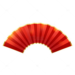 矢量风红色折扇传统元素设计素材