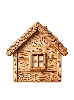 木雕风小屋建筑手绘设计素材