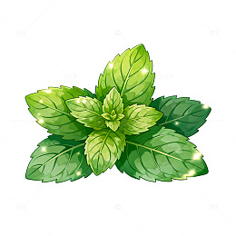 手绘风薄荷叶植物插画设计素材