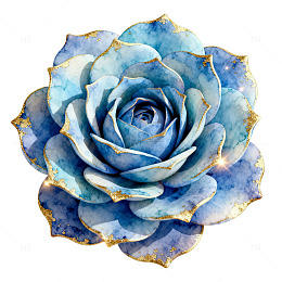 水彩风蓝色玫瑰花手绘插画素材
