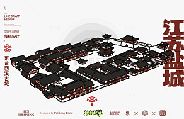 江苏盐城东台西溪古城城市地标矢量建筑线描