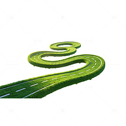 鲜绿草皮打造浮空曲折环形公路