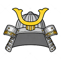 卡通风格日本武士头盔设计素材
