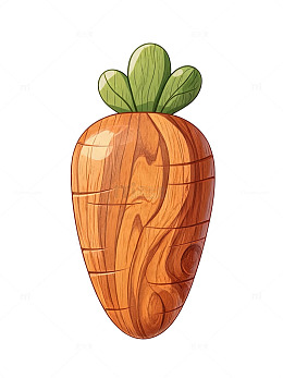 卡通风格木质胡萝卜插画设计素材