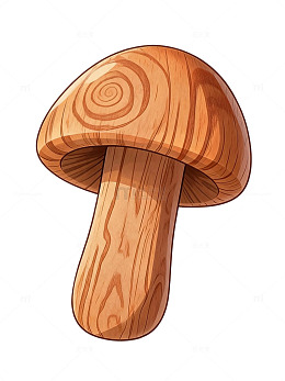 卡通风格木质纹理蘑菇插画素材