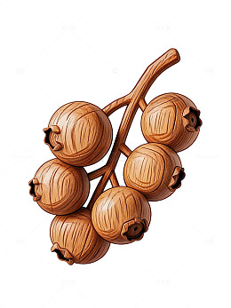 木纹风果实枝条手绘设计素材