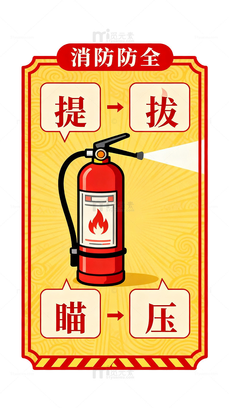 卡通风消防灭火器使用说明设计素材