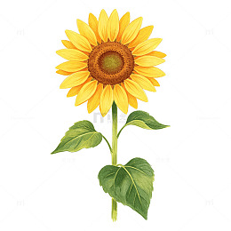 插画风向日葵植物手绘设计素材