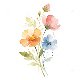 水彩风花卉植物手绘插画设计素材