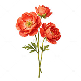 手绘风红色花朵植物插画设计素材