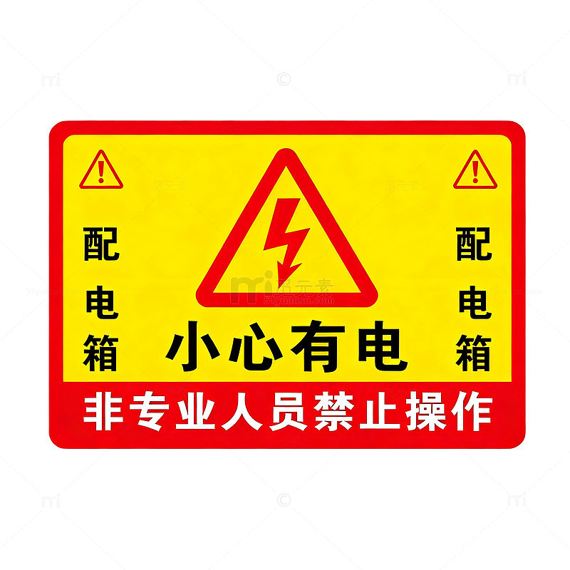 警示牌风格小心有电配电箱标识设计素材