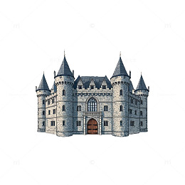 手绘风中世纪城堡建筑插画素材