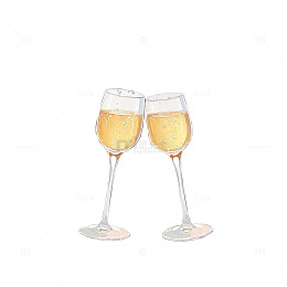 水彩风香槟碰杯手绘酒杯设计素材