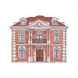 卡通手绘风格欧式建筑插画设计素材