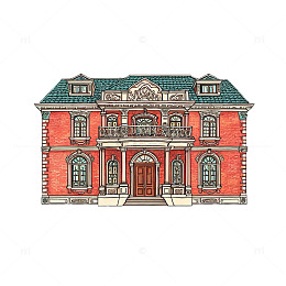 手绘风格欧式建筑插画设计素材