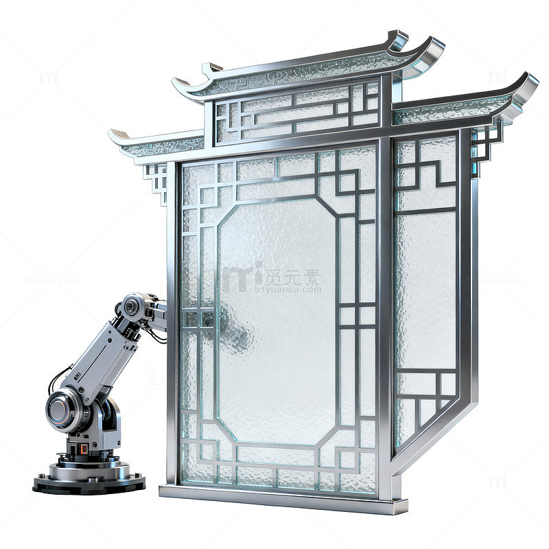 现代风中式屏风机械臂设计素材
