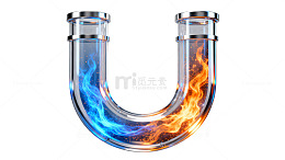 科幻风火焰与冰焰U型管设计素材