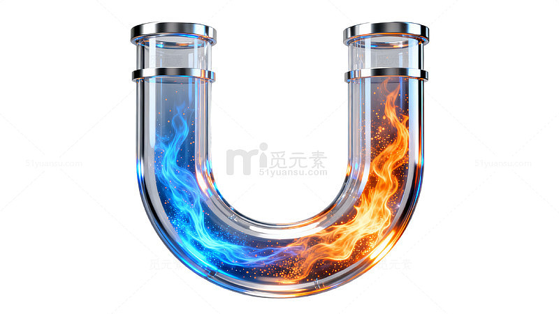 科幻风火焰与冰焰U型管设计素材