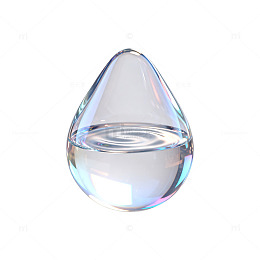 透明质感水滴3D渲染设计素材