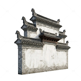 中式古风传统门楼建筑3D模型素材