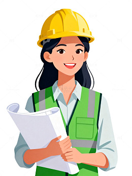 卡通风建筑工人女性手绘设计素材